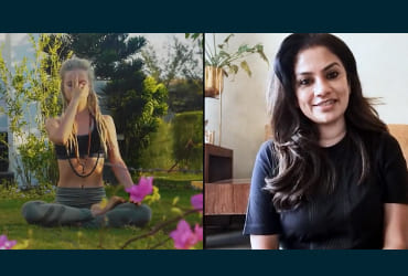 Friends picnic in park, close-up smiling woman