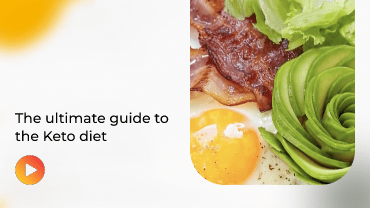 Fresh lettuce & tomatoes blur behind grocery text