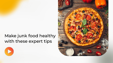 Veggie pizza on wood with combo deal text